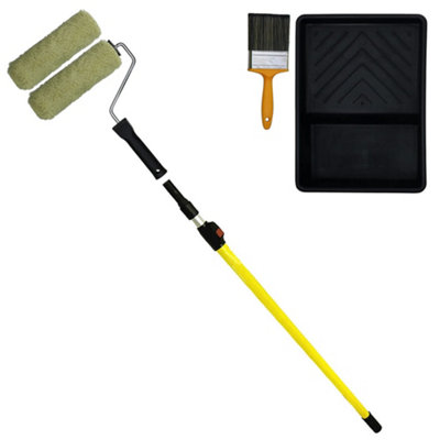 Prodec Typhoon Twin Head Heavy Duty Masonry Paint Roller & Brush Set With Extension Pole from B&Q