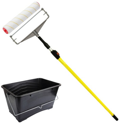 Prodec Mohawk 12" Microfibre Short Pile Paint Roller + Frame +Extention Pole + 15L Scuttle from B&Q