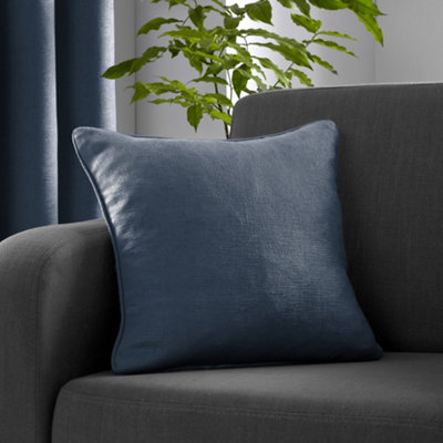 Fusion Unisex Navy 'Strata' Textured Piped Plain Cushion In | Size: 43 Cm X 43 Cm - Image 6