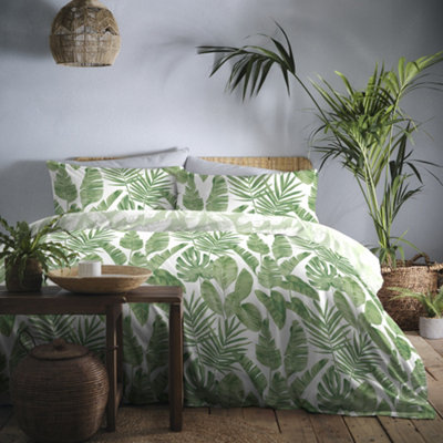 Dreams & Drapes Tahiti Tropical Print Duvet Cover Set White