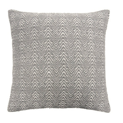 Appletree Unisex Silver 'Herringbone' Filled Cushion 100% Cotton With Textured Weave In | Size: 43 Cm X 43 Cm - Image 5