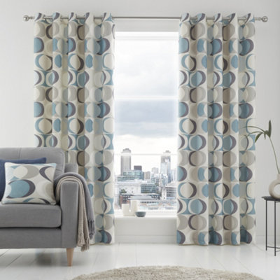 Fusion Light Sander 100% Cotton Filtering Pair Of Duck Egg Eyelet Curtains