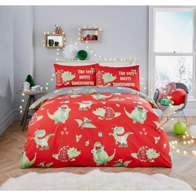 B&Q -  Santasaurus Christmas Glow In The Dark Bedroom Duvet Cover Set