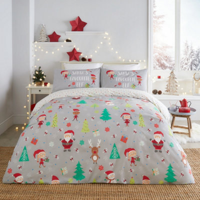 Fusion Elf & Santa Duvet Cover Set in Grey - Single  | TJ Hughes - Image 5
