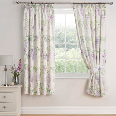 B&Q -  Wisteria Pair Of Pencil Pleat Curtains With Tie-Backs