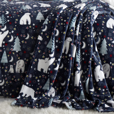 B&Q -  Starry Night Plush Blue Fleece Throw - Image 6