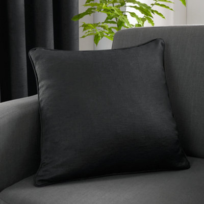 Fusion Strata Luxe Black Velvet Filled Cushion from B&Q