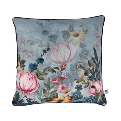 Appletree Unisex Teal 'Dawbury' Luxe Velvet Filled Cushion In | Size: 43 Cm X 43 Cm - Image 4
