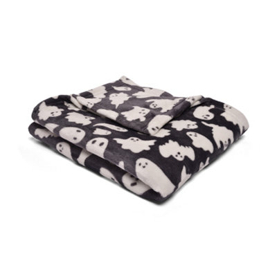 Bedlam Spooky Ghosts Plush Fleece Grey Throw from B&Q