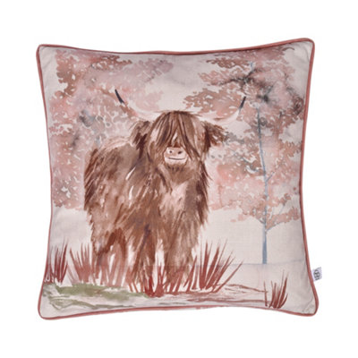Dreams & Drapes Hanson Highland Cow Luxe Velvet Filled Cushion