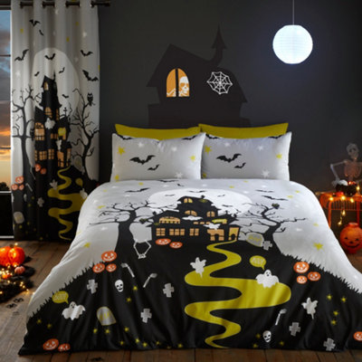 Bedlam Haunted House Glow In The Dark Duvet Cover Set from B&Q