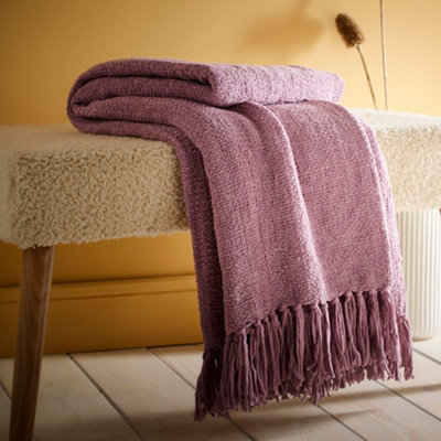 Appletree Unisex Purple 'Chenille Throw' Textured Throw In | Size: 130 Cm X 180 Cm - Image 4