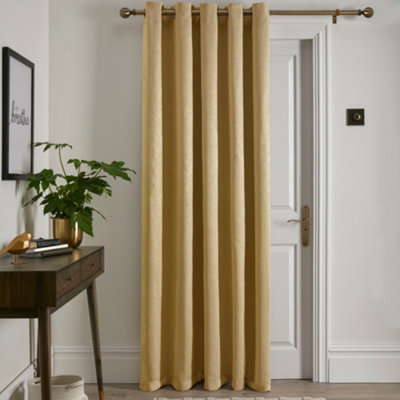 Fusion Strata Dim Out Woven Eyelet Single Panel Door Curtain Yellow