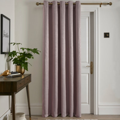 Fusion Strata Dim Out Woven Pink Eyelet Single Panel Door Curtain from B&Q