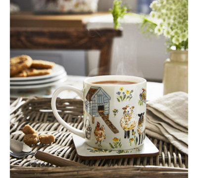 Ulster Weavers Unisex Grey 'Portman Farm' Animal Print New Bone China Mug In - Image 5