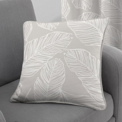 Fusion Matteo Natural Hand Drawn Leaf Print 100% Cotton Filled Cushion from B&Q