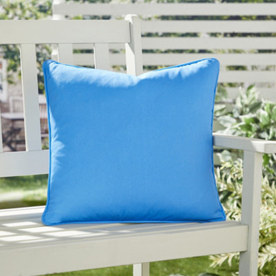 Fusion Plain Dye Water & Uv Resistant Blue Filled Cushion from B&Q