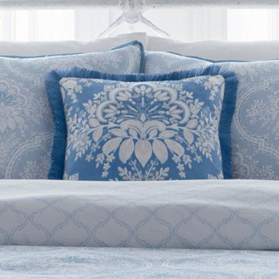 Appletree Alexia Heritage Inspired Blue Velvet Filled Cushion from B&Q