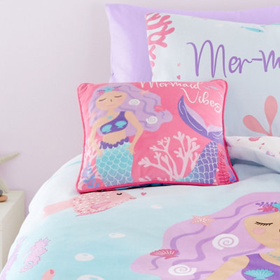 Bedlam Mermaid Vibes Pink Velvet Filled Cushion from B&Q