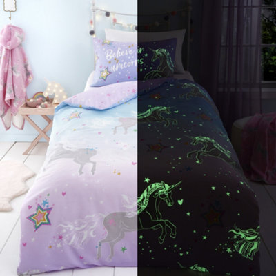 Bedlam Ombre Unicorn Glow In The Duvet Cover Set Dark