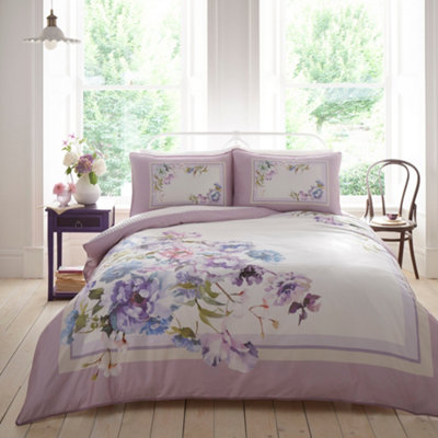 B&Q -  Arley 200 Thread Count Pure Cotton Mauve Duvet Cover Set