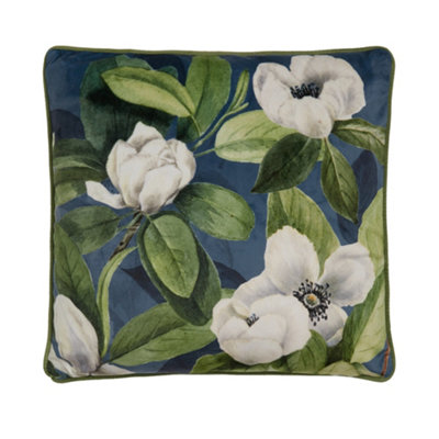 Soirée Alaya Floral Teal Velvet Filled Cushion from B&Q