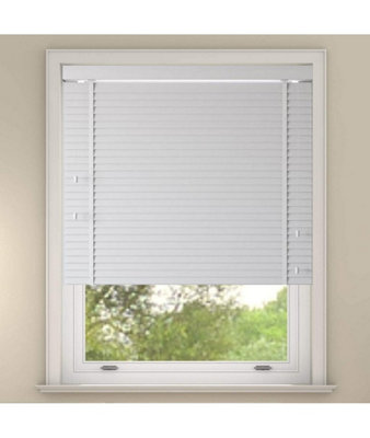 Faux Wood Venetian Blind With Tapes 200Cm Drop 105Cm Wide White from B&Q