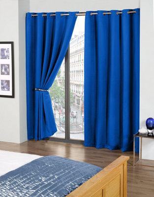 Newedgeblinds Woven Thermal Blackout Eyelet Curtains - Blue / 116Cm / 137Cm - Image 4