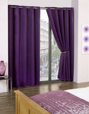  - Amethystey Woven Thermal Blackout Eyelet Curtains 66 Inch Width X 54 Inch Drop