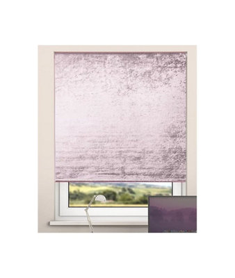 Crushed Velvet Roller Blinds 165Cm Drop X Width  65Cm Pink from B&Q