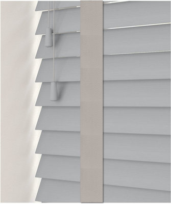 220Cm Dove Grey Faux Wood Venetian With Tapes 120Cm Drop from B&Q