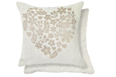 B&Q Love Heart Cushion Cover In Natural