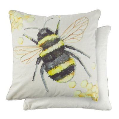 Serene Bumble Bee Cushion Cover 43 x 43cm Watercolour Print - Image 3
