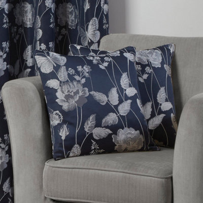 B&Q Meadow Cushion Cover In Navy Blue