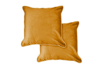 Plush Velvet Cushion Cover In Ochre from B&Q