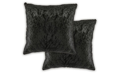 Crushed Velvet Cushion Cover In Black from B&Q