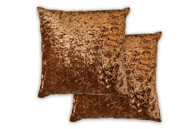 Crushed Velvet Cushion Cover In Brown from B&Q