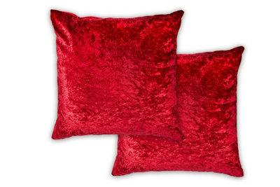 Crushed Velvet Cushion Cover In Red from B&Q