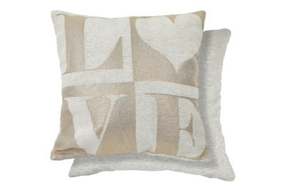 B&Q Gold Amor Love Cushion Cover In Natural