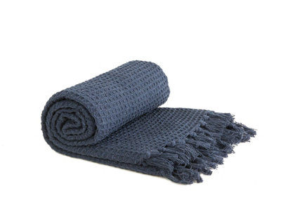 B&Q Orange/Ivory/Silver Waffle Collection Recycled Cotton Throw