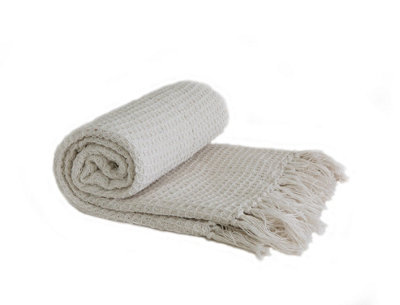 B&Q Orange/Ivory/Silver Waffle Collection Recycled Cotton Throw