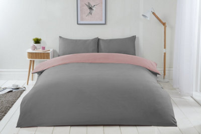 Brights Reversible DuvetBlush Pink / Grey from B&Q
