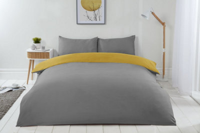 B&Q Grey Brights Reversible Duvet - Ochre