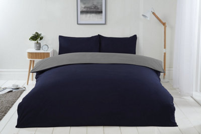 Brights Reversible DuvetNavy / Grey from B&Q