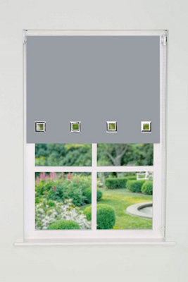 Square Eyelet Edge Roller Blind 165Cm Drop X 130Cm Light Grey