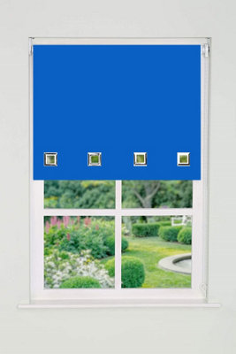 Square Eyelet Edge Roller Blind 165Cm Drop X 105Cm Blue from B&Q