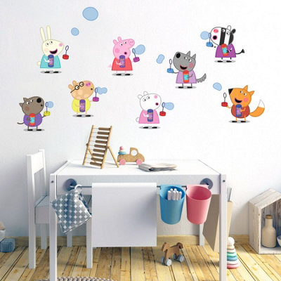 Stickerscape Peppa Pig & Friends Blowing Bubbles Wall Sticker (Large Size) Children's Bedroom Playroom Décor Self-Adhesive from B&Q