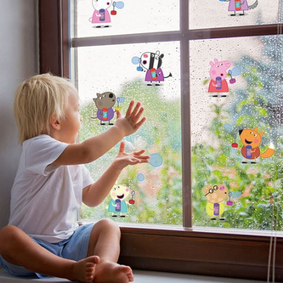 Stickerscape Peppa & Friends Blowing Bubbles Window Sticker Children's Bedroom Playroom Décor Self-Adhesive Removable from B&Q