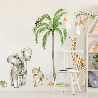 Stickerscape Watercolour Jungle Scene Wall Sticker Pack from B&Q