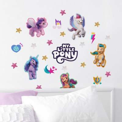 Stickerscape My Little Pony Glitter Wall Sticker Pack Children's Bedroom Nursery Playroom Décor Self-Adhesive Removable from B&Q